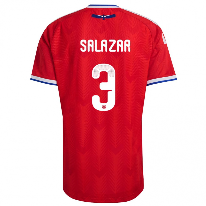 גברים כדורגל צ'ילה Yahir Salazar #3 אדום לבן כחול ג'רזי ביתית 26-28