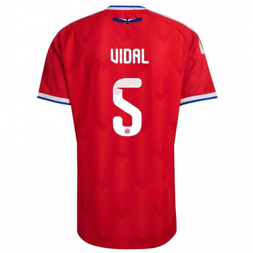 גברים כדורגל צ'ילה Valentín Vidal #5 אדום לבן כחול ג'רזי ביתית 26-28