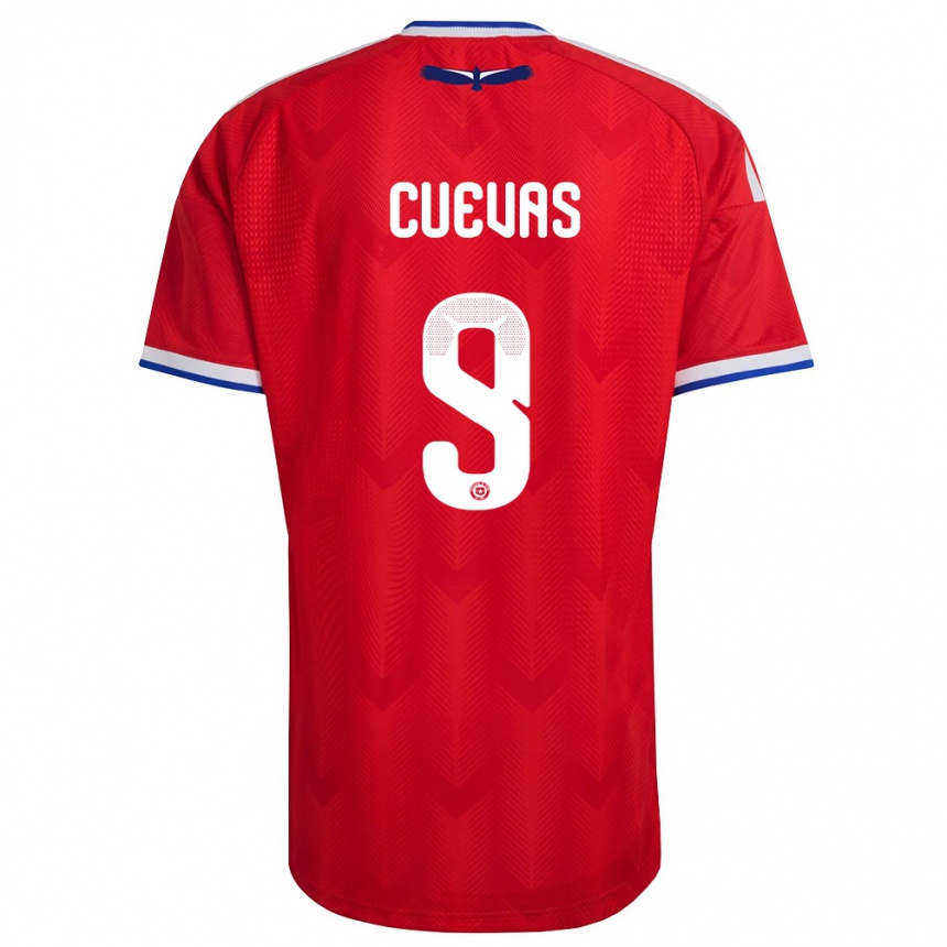 גברים כדורגל צ'ילה Yastin Cuevas #9 אדום לבן כחול ג'רזי ביתית 26-28