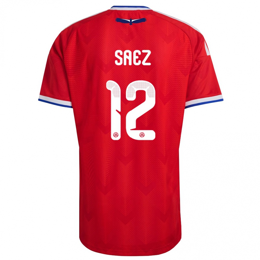 גברים כדורגל צ'ילה Ignacio Sáez #12 אדום לבן כחול ג'רזי ביתית 26-28