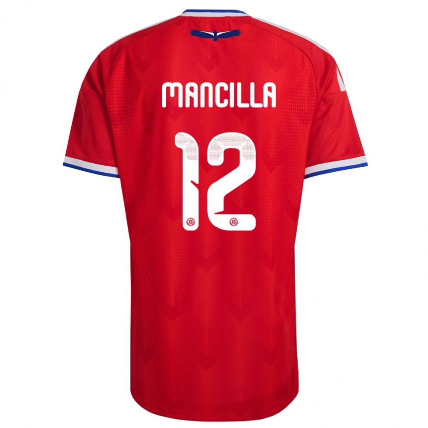 גברים כדורגל צ'ילה Franco Mancilla #12 אדום לבן כחול ג'רזי ביתית 26-28