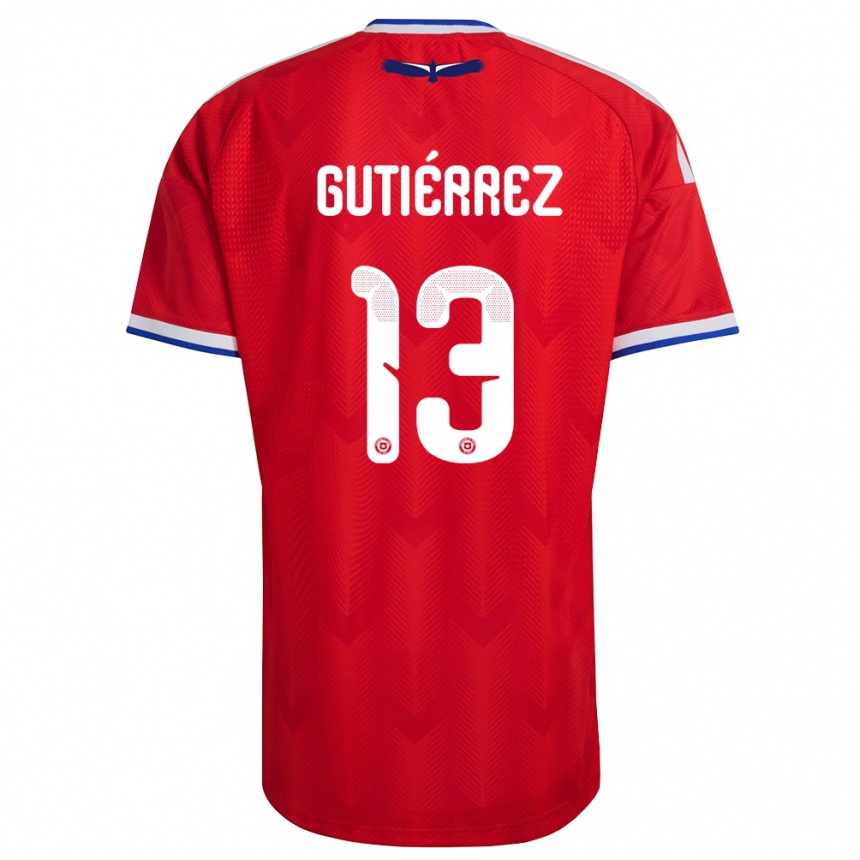 גברים כדורגל צ'ילה Javier Gutiérrez #13 אדום לבן כחול ג'רזי ביתית 26-28