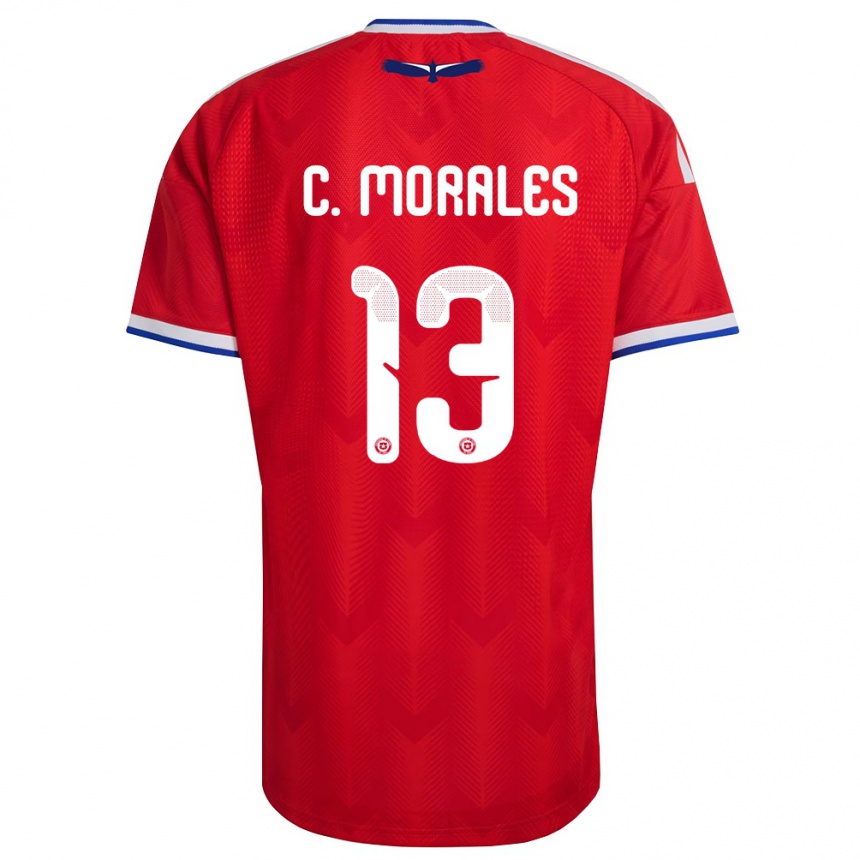 גברים כדורגל צ'ילה Cristián Morales #13 אדום לבן כחול ג'רזי ביתית 26-28