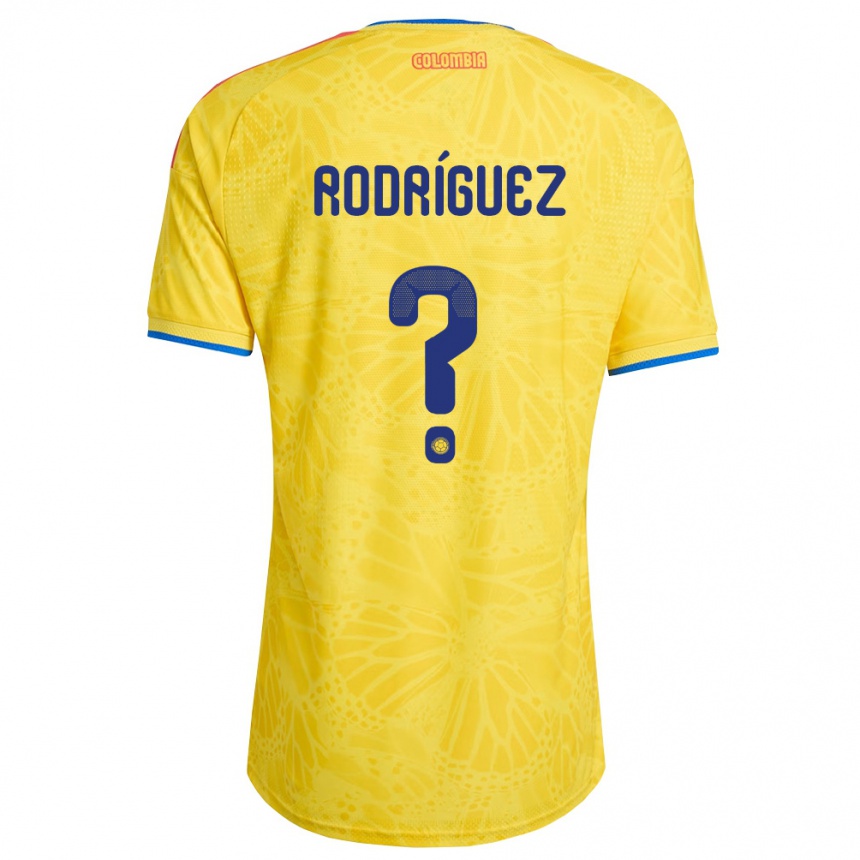 גברים כדורגל קולומביה Juan Rodríguez #0 צהוב כחול אדום ג'רזי ביתית 26-28