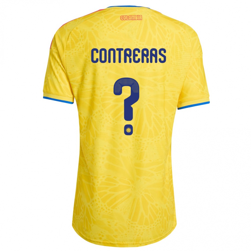 גברים כדורגל קולומביה David Contreras #0 צהוב כחול אדום ג'רזי ביתית 26-28