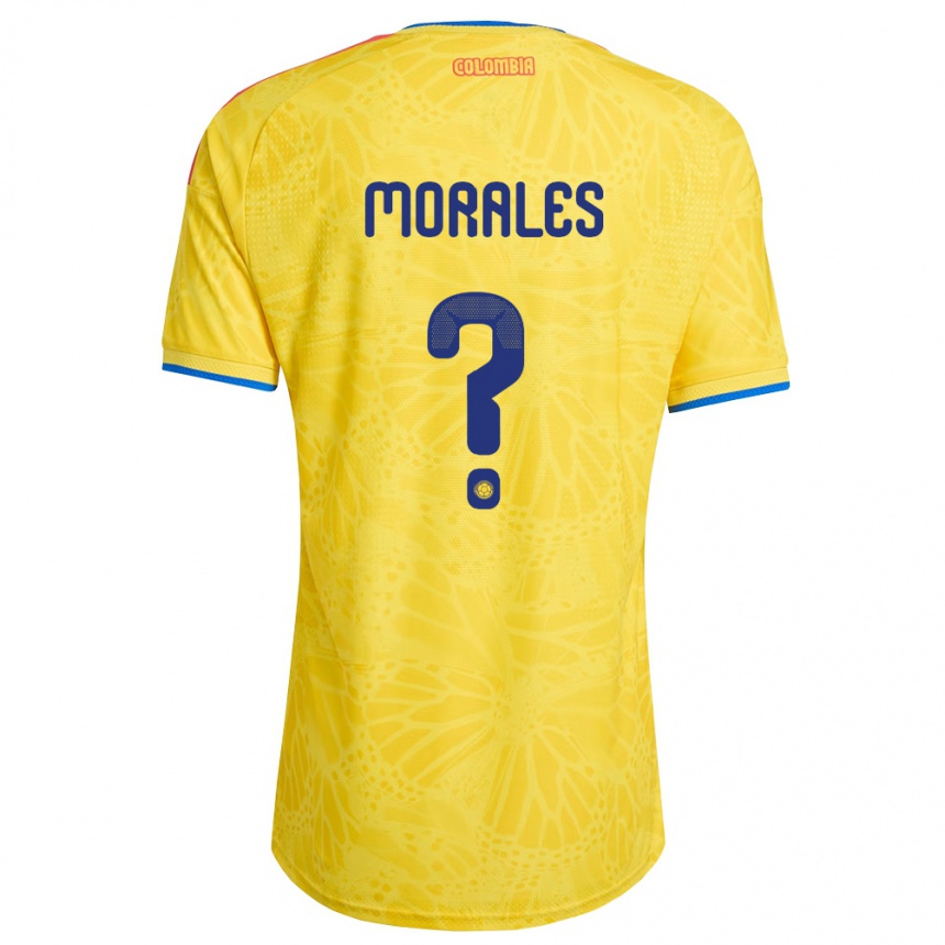 גברים כדורגל קולומביה María Morales #0 צהוב כחול אדום ג'רזי ביתית 26-28