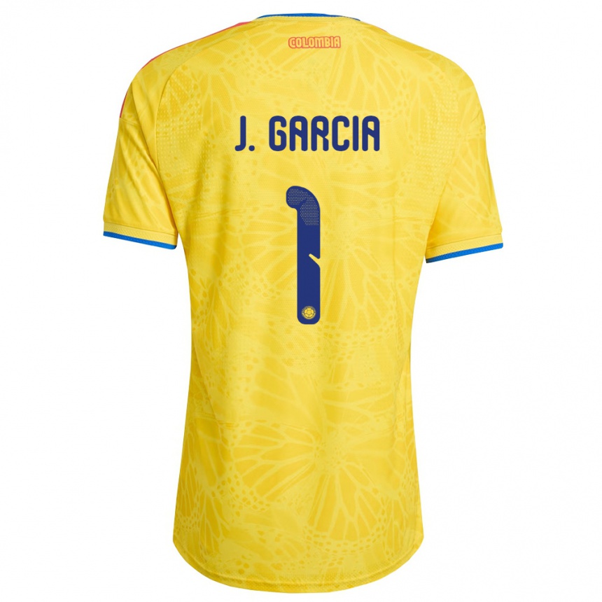 גברים כדורגל קולומביה Jordan García #1 צהוב כחול אדום ג'רזי ביתית 26-28