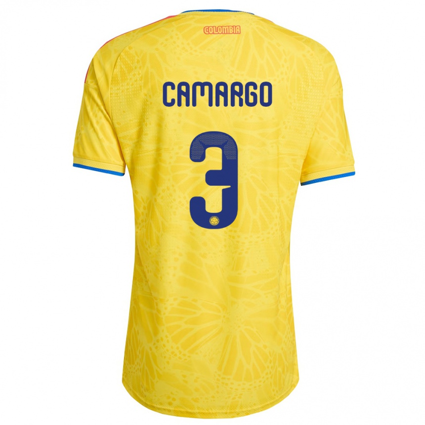 גברים כדורגל קולומביה Andrés Camargo #3 צהוב כחול אדום ג'רזי ביתית 26-28