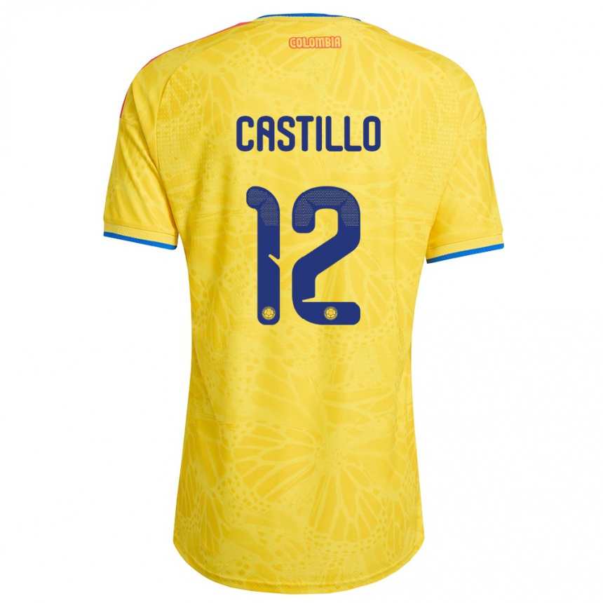 גברים כדורגל קולומביה Juan Castillo #12 צהוב כחול אדום ג'רזי ביתית 26-28