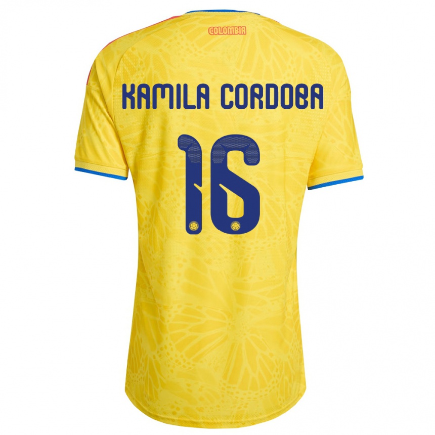 גברים כדורגל קולומביה Sara Kamila Córdoba #16 צהוב כחול אדום ג'רזי ביתית 26-28