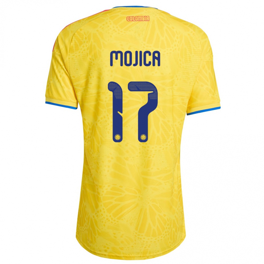 גברים כדורגל קולומביה Johan Mojica #17 צהוב כחול אדום ג'רזי ביתית 26-28