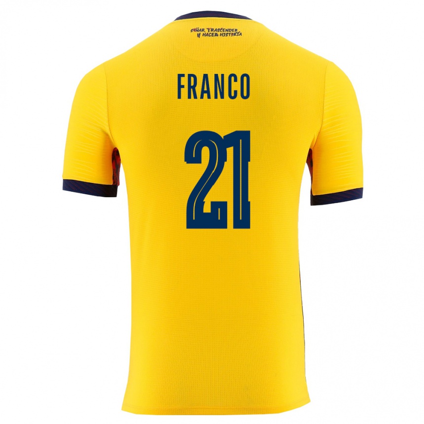 גברים כדורגל אקוודור אלאן פרנקו #21 צהוב כהה ג'רזי ביתית 26-28