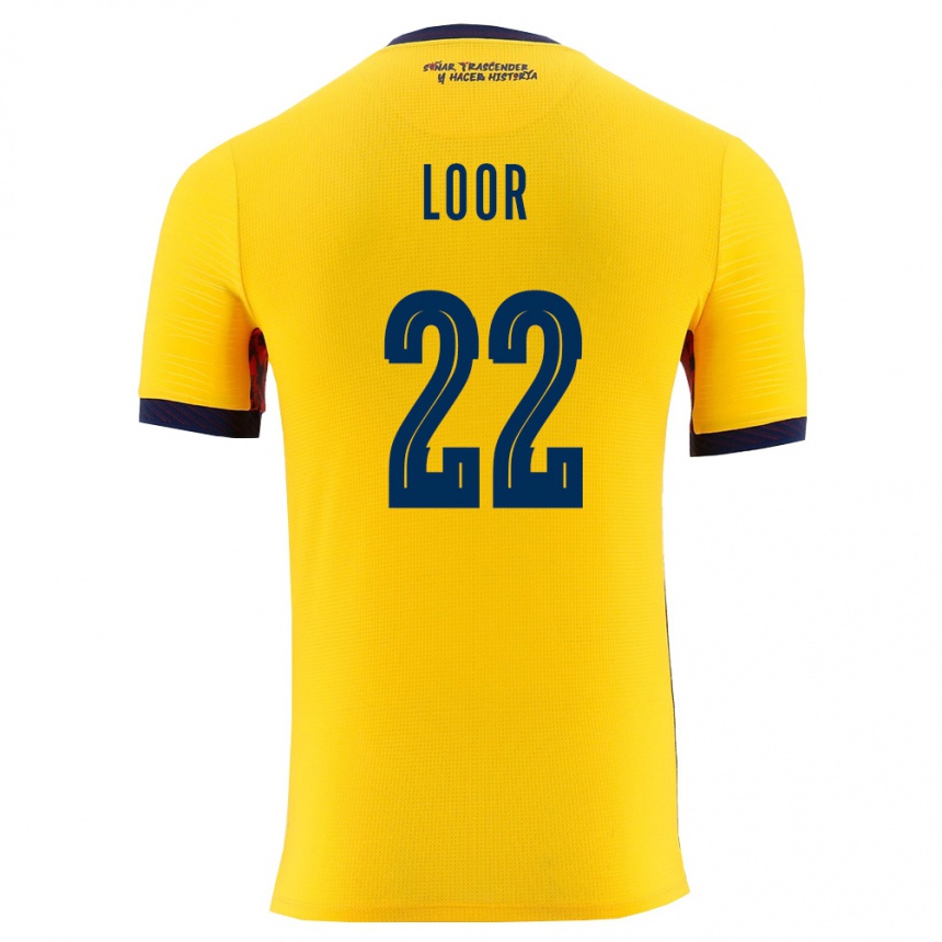 גברים כדורגל אקוודור Cristhian Loor #22 צהוב כהה ג'רזי ביתית 26-28