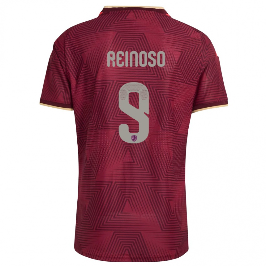 גברים כדורגל ונצואלה Lucciano Reinoso #9 בורדו זהב צהוב ג'רזי ביתית 26-28