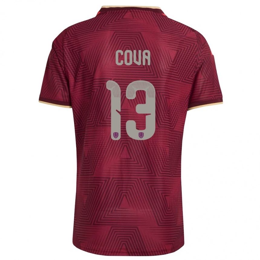 גברים כדורגל ונצואלה Alejandro Cova #13 בורדו זהב צהוב ג'רזי ביתית 26-28