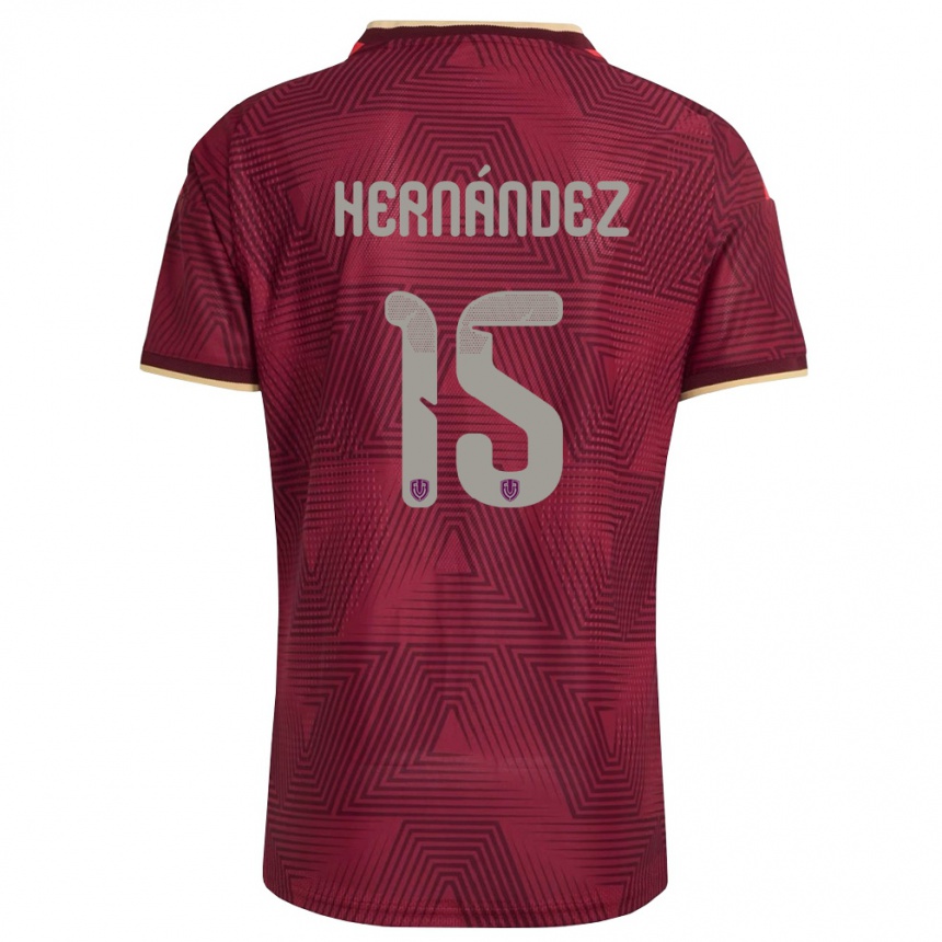 גברים כדורגל ונצואלה Jorge Hernández #15 בורדו זהב צהוב ג'רזי ביתית 26-28