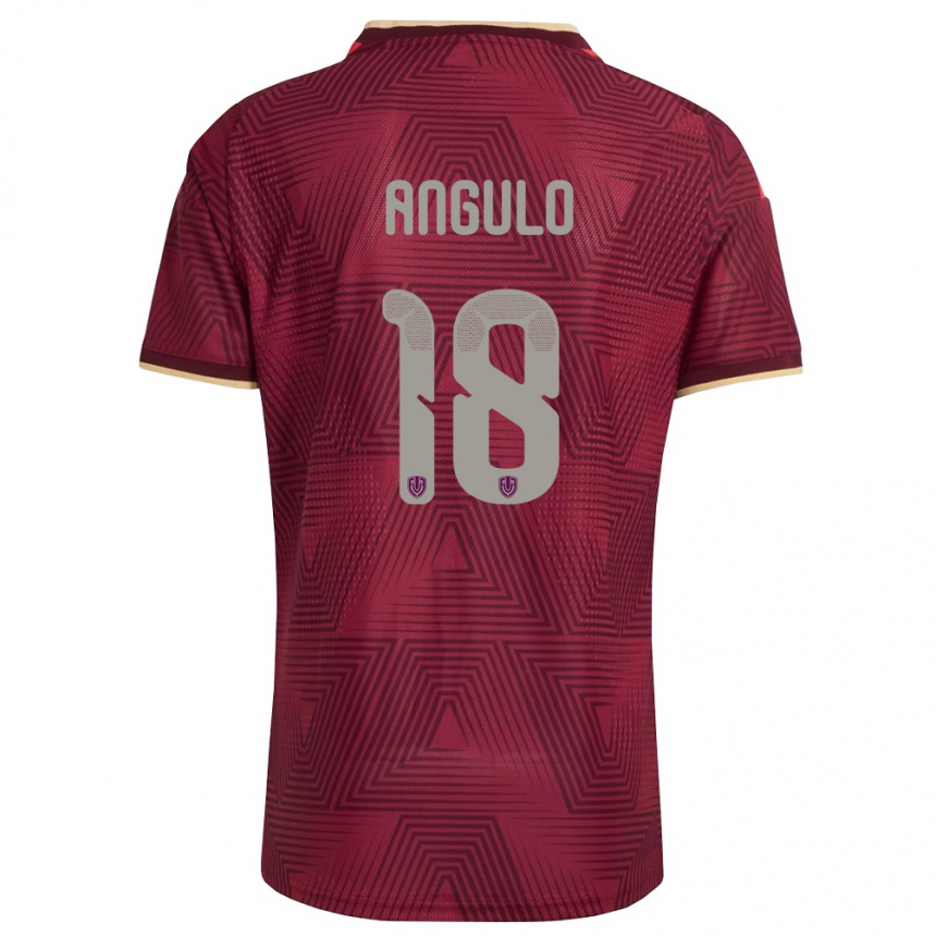גברים כדורגל ונצואלה Diego Angulo #18 בורדו זהב צהוב ג'רזי ביתית 26-28