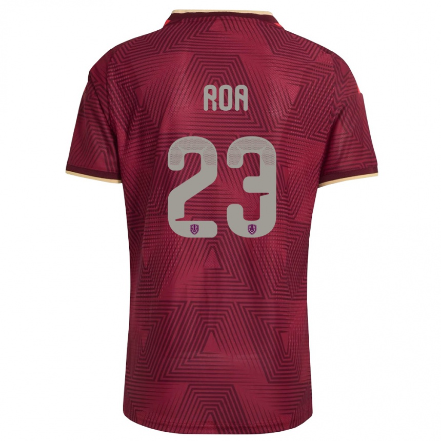 גברים כדורגל ונצואלה Keiber Roa #23 בורדו זהב צהוב ג'רזי ביתית 26-28