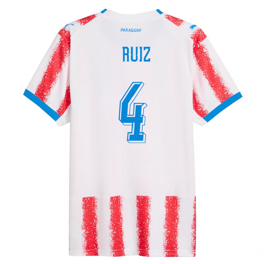 גברים כדורגל פרגוואי Diego Ruiz #4 לבן אדום כחול ג'רזי ביתית 26-28
