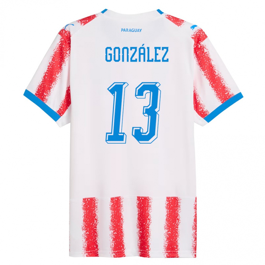 גברים כדורגל פרגוואי Jesús González #13 לבן אדום כחול ג'רזי ביתית 26-28