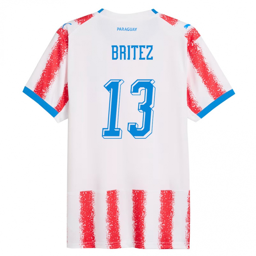 גברים כדורגל פרגוואי Abel Brítez #13 לבן אדום כחול ג'רזי ביתית 26-28