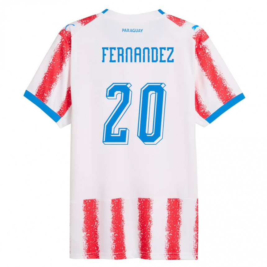 גברים כדורגל פרגוואי Marcelo Fernández #20 לבן אדום כחול ג'רזי ביתית 26-28
