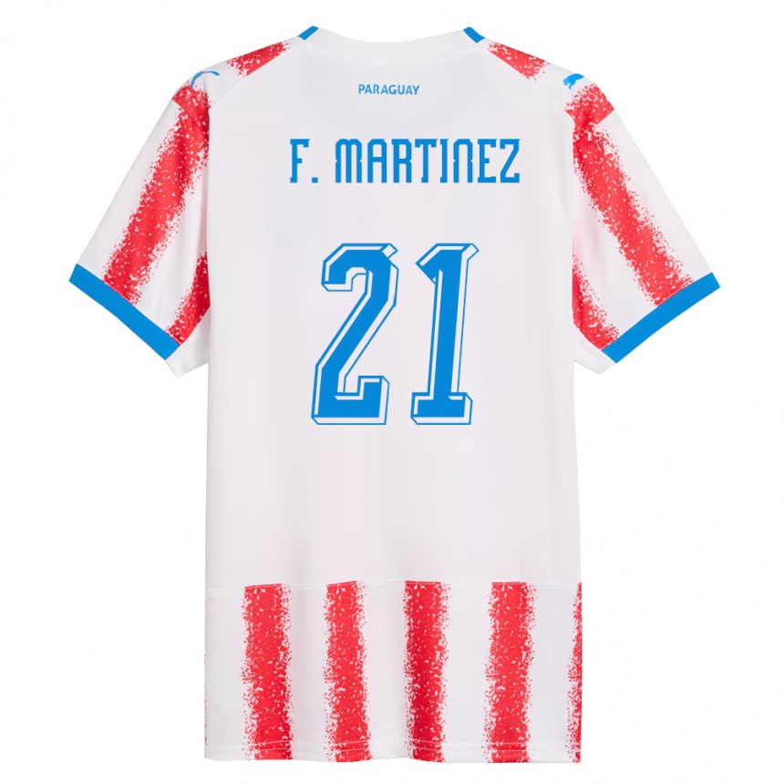 גברים כדורגל פרגוואי Fiorela Martínez #21 לבן אדום כחול ג'רזי ביתית 26-28