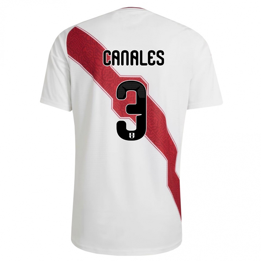 גברים כדורגל פרו Erick Canales #3 לבן אדום שחור ג'רזי ביתית 26-28