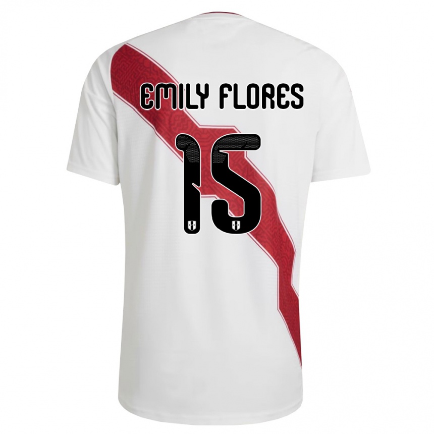גברים כדורגל פרו Emily Flores #15 לבן אדום שחור ג'רזי ביתית 26-28