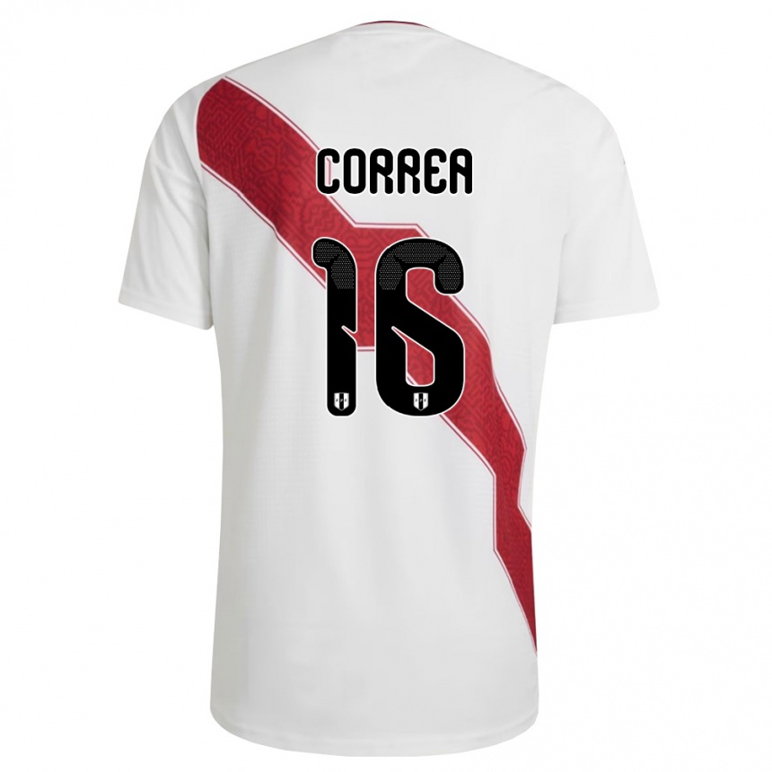 גברים כדורגל פרו Eslyn Correa #16 לבן אדום שחור ג'רזי ביתית 26-28