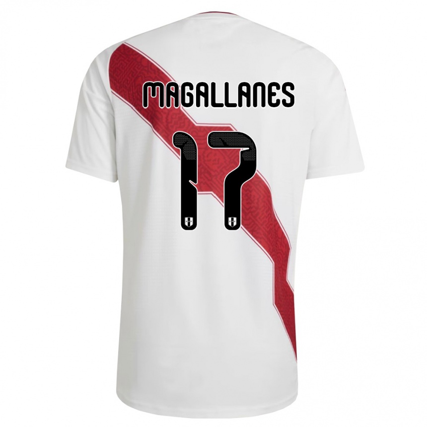גברים כדורגל פרו Piero Magallanes #17 לבן אדום שחור ג'רזי ביתית 26-28