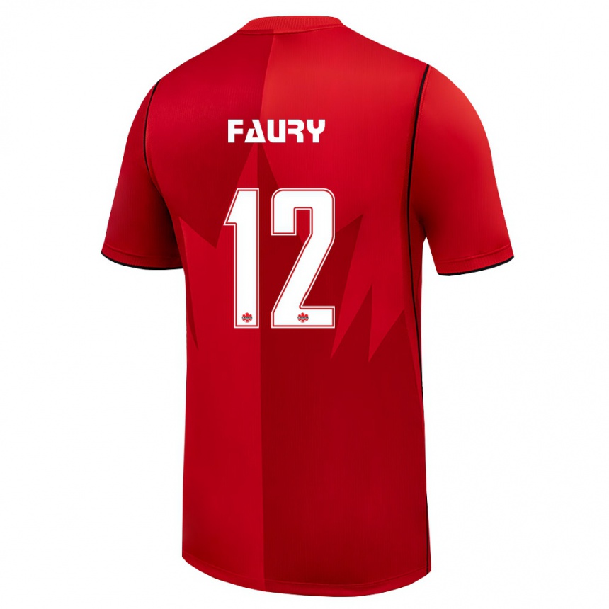 גברים כדורגל קנדה Jolan Faury #12 אדום לבן ג'רזי ביתית 26-28