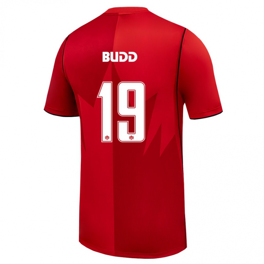 גברים כדורגל קנדה Raffi Budd #19 אדום לבן ג'רזי ביתית 26-28