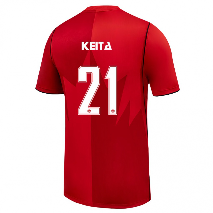 גברים כדורגל קנדה Samsy Keita #21 אדום לבן ג'רזי ביתית 26-28