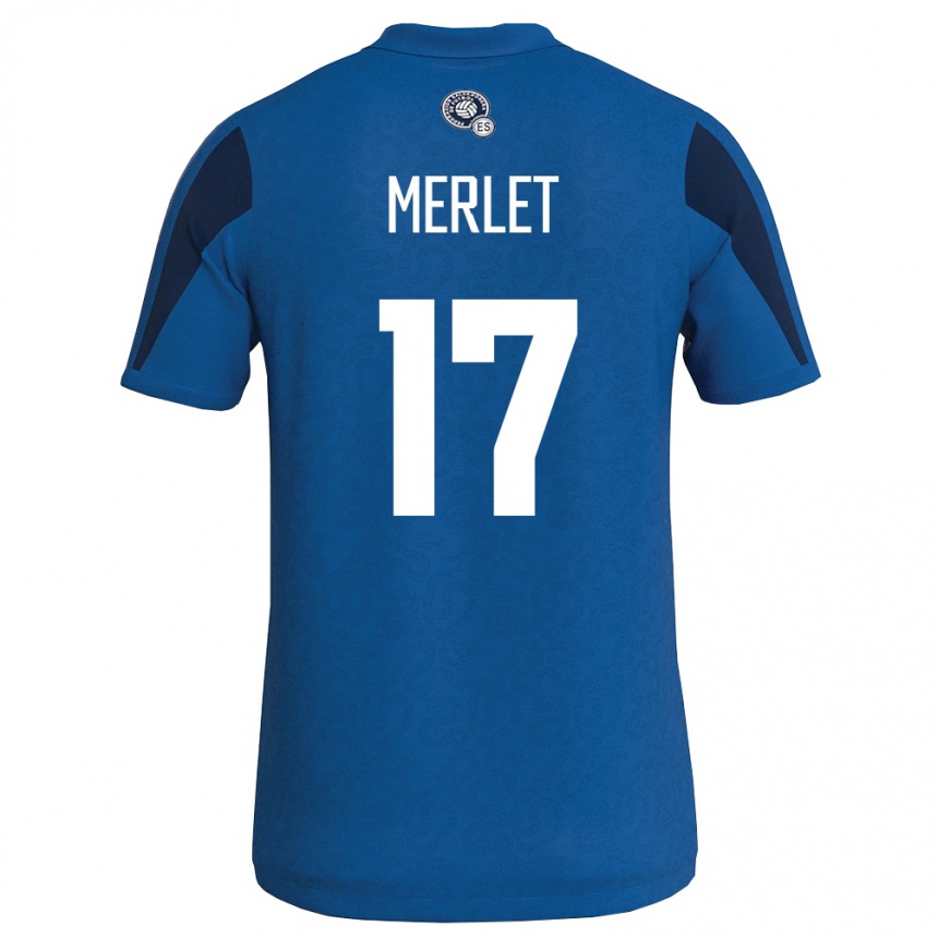 גברים כדורגל אל סלוודור Santiago Merlet #17 כחול כהה ג'רזי ביתית 26-28