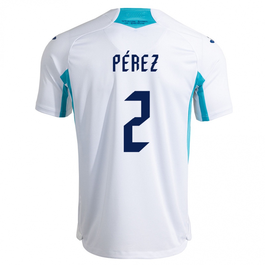 גברים כדורגל הונדורס Kevin Pérez #2 לבן כחול כחול שמיים ג'רזי ביתית 26-28
