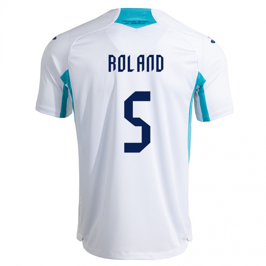 גברים כדורגל הונדורס Daniel Roland #5 לבן כחול כחול שמיים ג'רזי ביתית 26-28