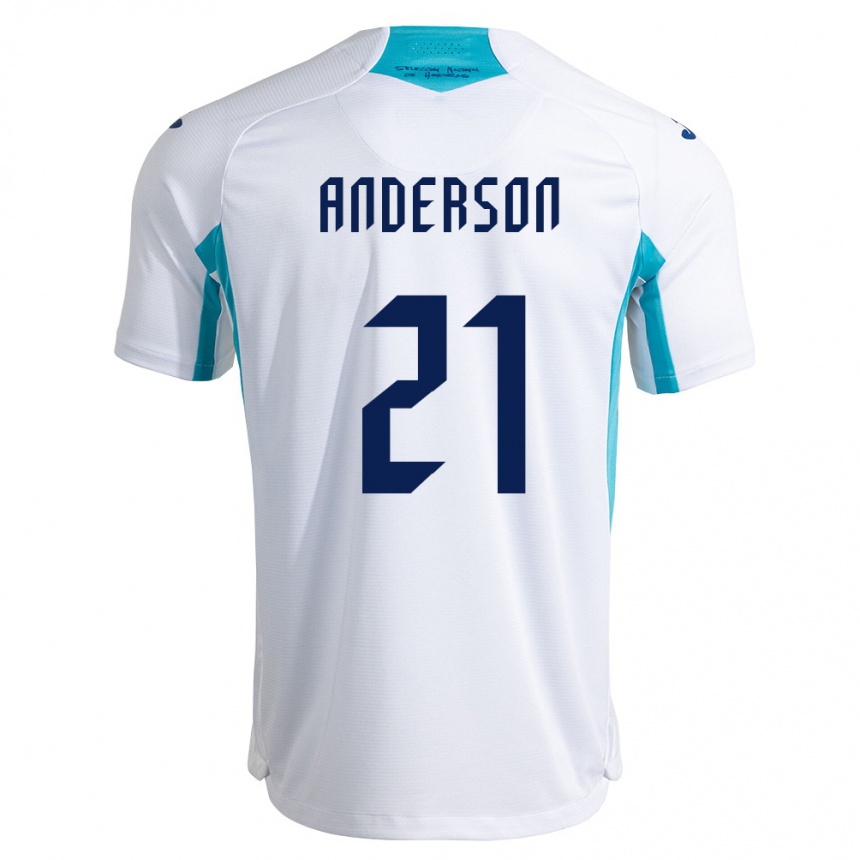 גברים כדורגל הונדורס Robben Anderson #21 לבן כחול כחול שמיים ג'רזי ביתית 26-28