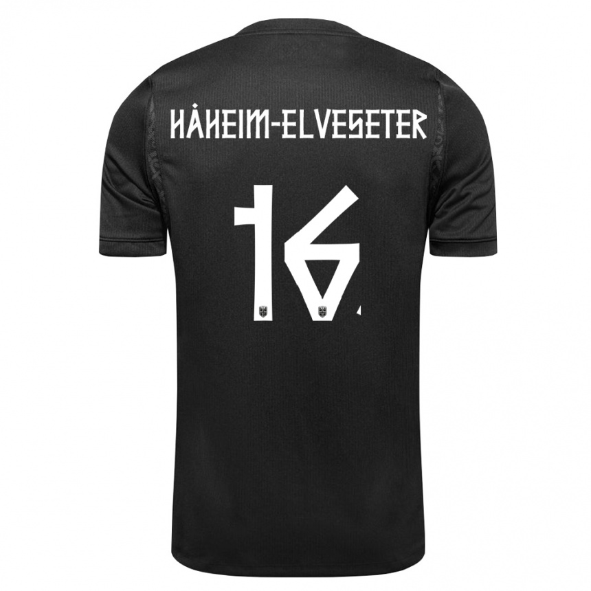 גברים כדורגל נורבגיה Martin Håheim-Elveseter #16 שחור הרחק ג'רזי 26-28