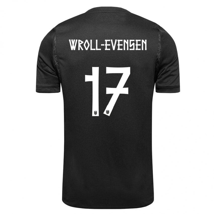 גברים כדורגל נורבגיה Henrik Wroll-Evensen #17 שחור הרחק ג'רזי 26-28