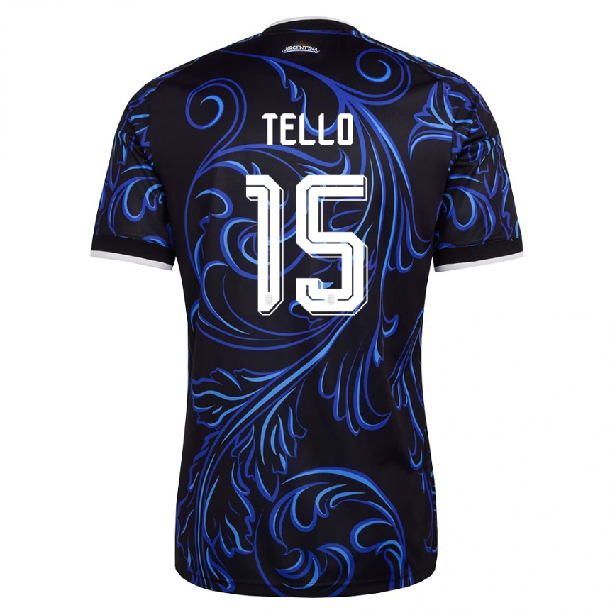 גברים כדורגל ארגנטינה Alejandro Tello #15 שחור לבן כחול שמיים הרחק ג'רזי 26-28