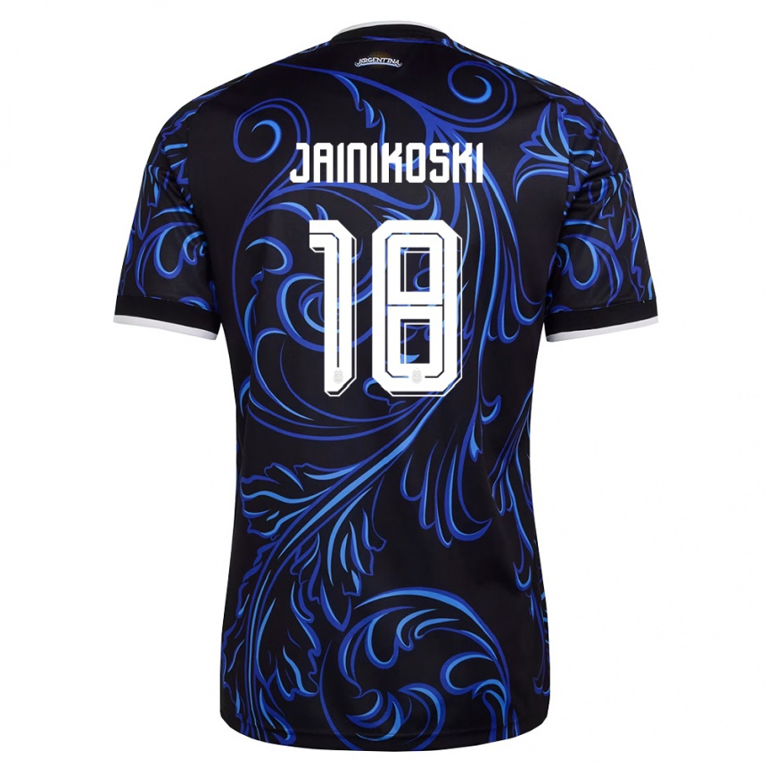 גברים כדורגל ארגנטינה Facundo Jainikoski #18 שחור לבן כחול שמיים הרחק ג'רזי 26-28