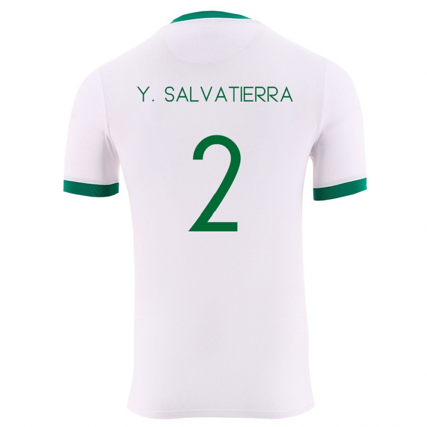 גברים כדורגל בוליביה Yuditaz Jimena Salvatierra #2 לבן ירוק אדום הרחק ג'רזי 26-28