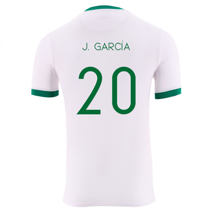 גברים כדורגל בוליביה John García #20 לבן ירוק אדום הרחק ג'רזי 26-28