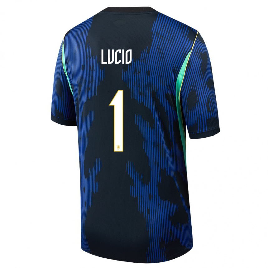 גברים כדורגל ברזיל João Lucio #1 כחול כהה צהוב הרחק ג'רזי 26-28