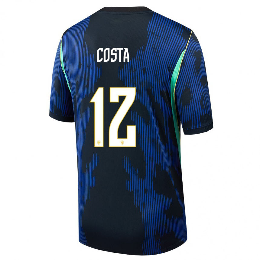 גברים כדורגל ברזיל Otávio Costa #12 כחול כהה צהוב הרחק ג'רזי 26-28
