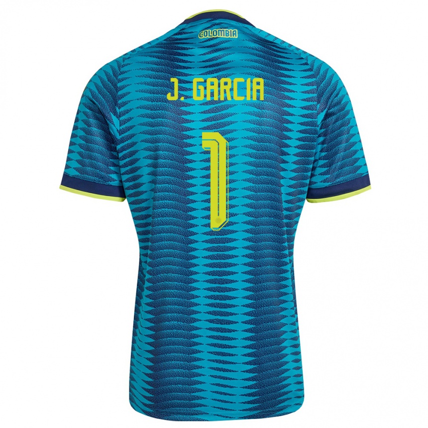 גברים כדורגל קולומביה Jordan García #1 כחול כהה צהוב הרחק ג'רזי 26-28