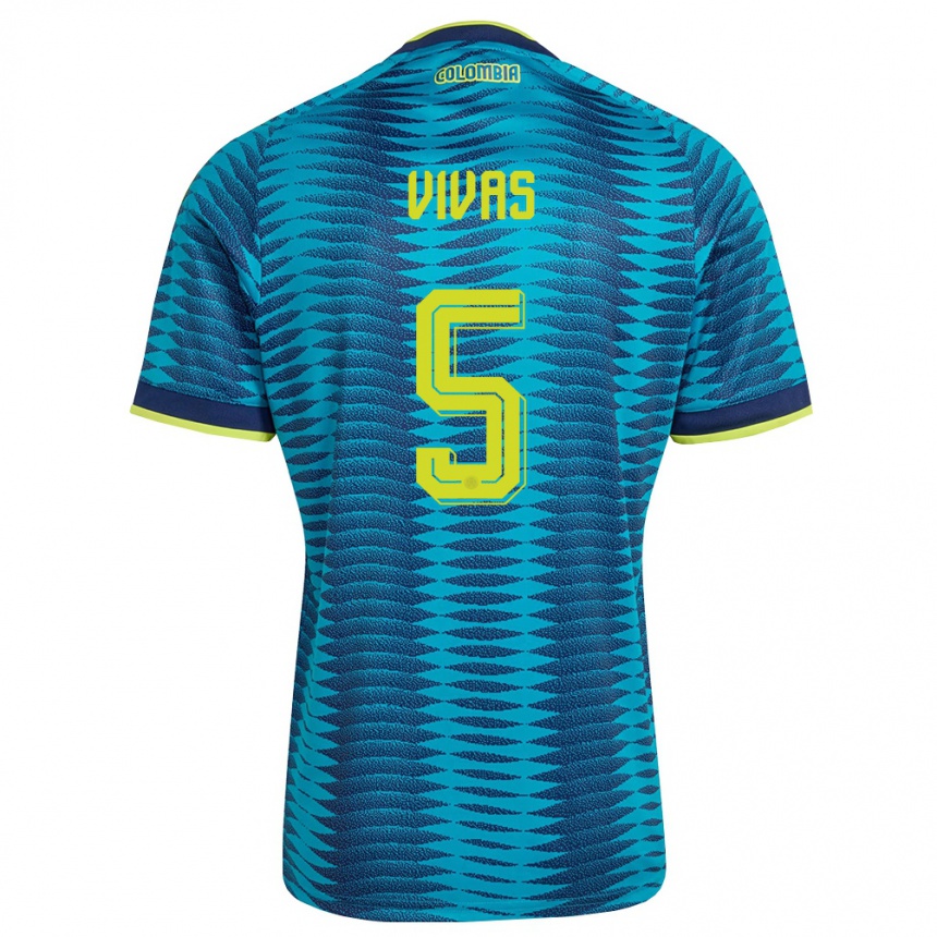 גברים כדורגל קולומביה Weimar Vivas #5 כחול כהה צהוב הרחק ג'רזי 26-28
