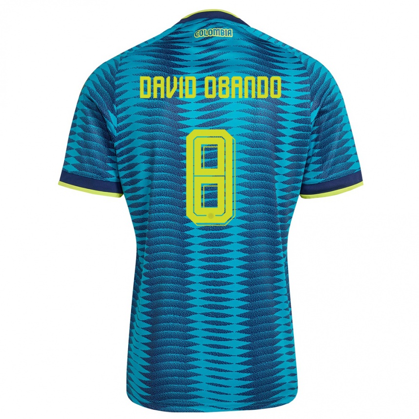 גברים כדורגל קולומביה Juan David Obando #8 כחול כהה צהוב הרחק ג'רזי 26-28