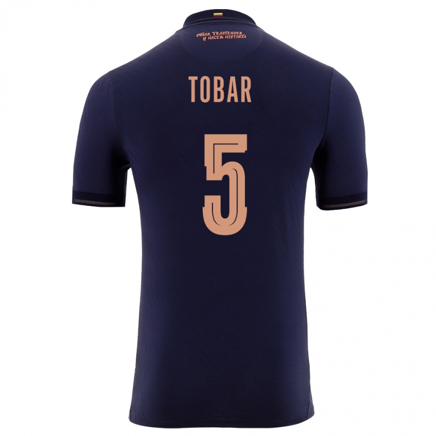 גברים כדורגל אקוודור Bolívar Tobar #5 כהה זהב הרחק ג'רזי 26-28